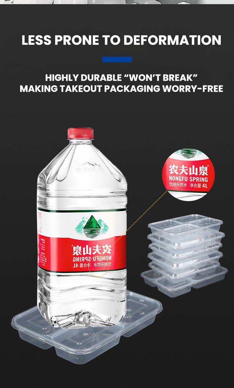 PP Plastic 3 Compartment Round Containers with Airtight Lid
