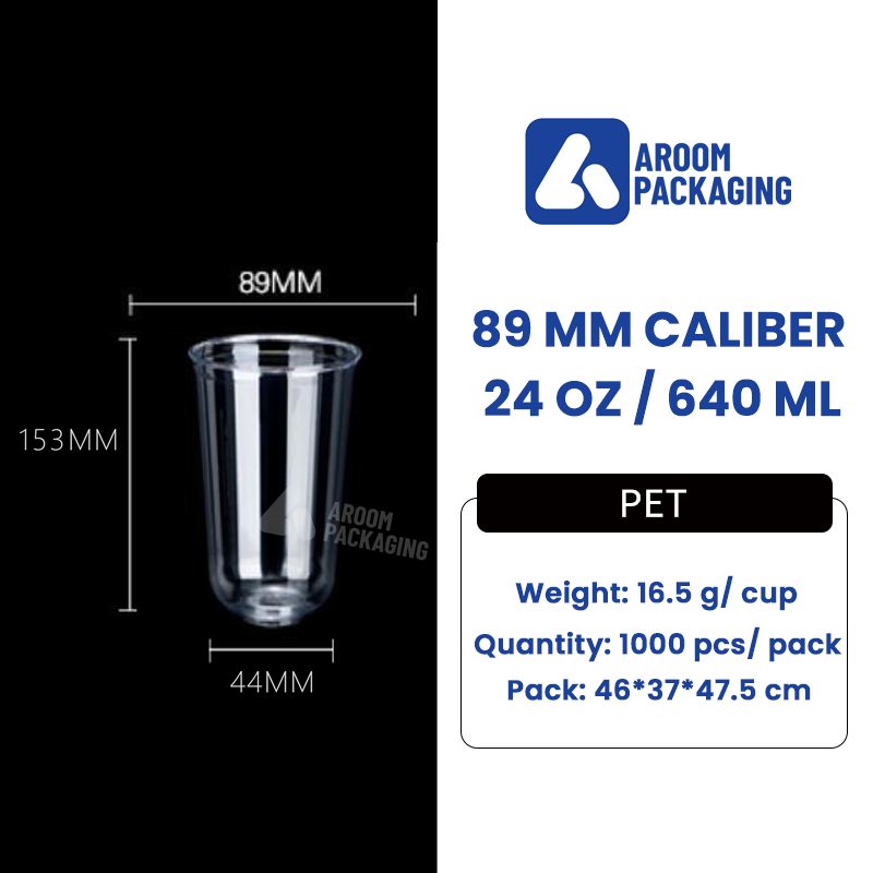 U Shape 24 Oz PET Disposable Clear Plastic Cups for Cold Drinks
