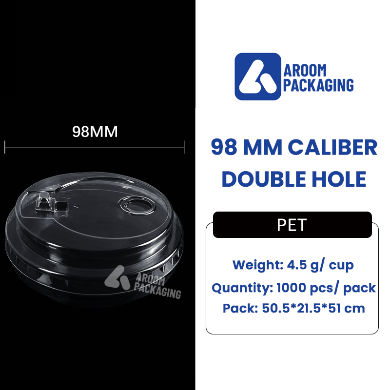 Double Hole Coffee Lid for Disposable Clear 98 MM PET Plastic Cup