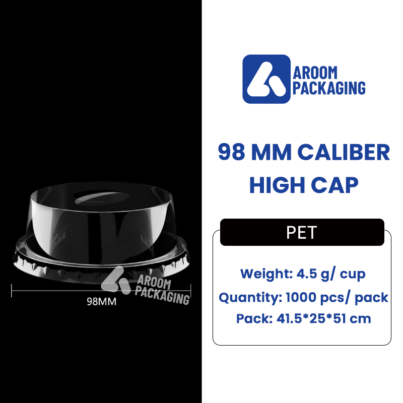 High Cap Lid for Disposable Clear 98 MM PET Plastic Cup