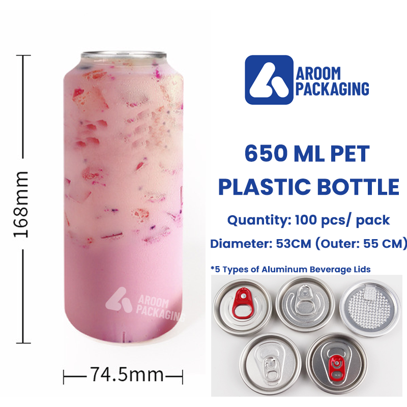 650 ML PET Plastic Cans Sealed with Aluminum Lid