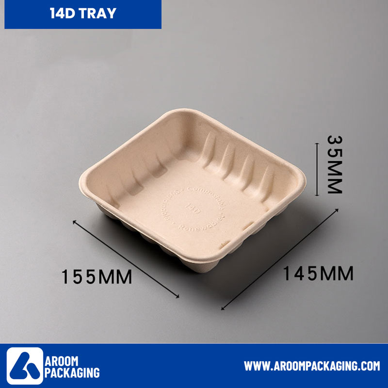 14D Rectangular Sugarcane Bagasse Tray