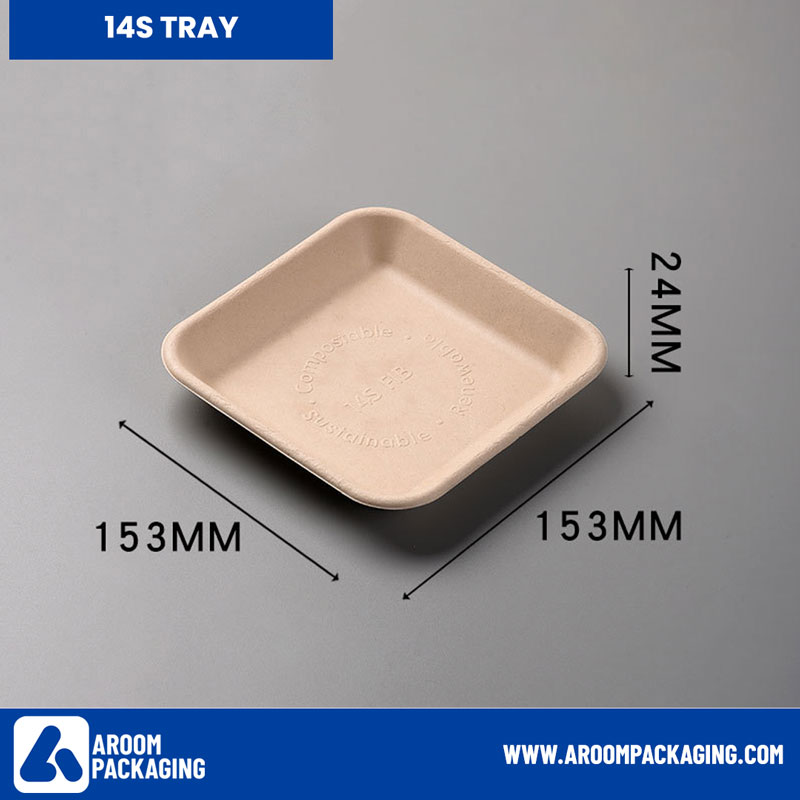 14S Square Sugarcane Bagasse Tray