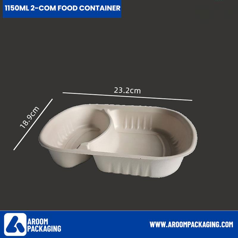 1150 ML Bagasse Food Container 2 Compartment