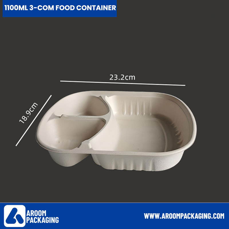 1150 ML Bagasse Food Container 3 Compartment