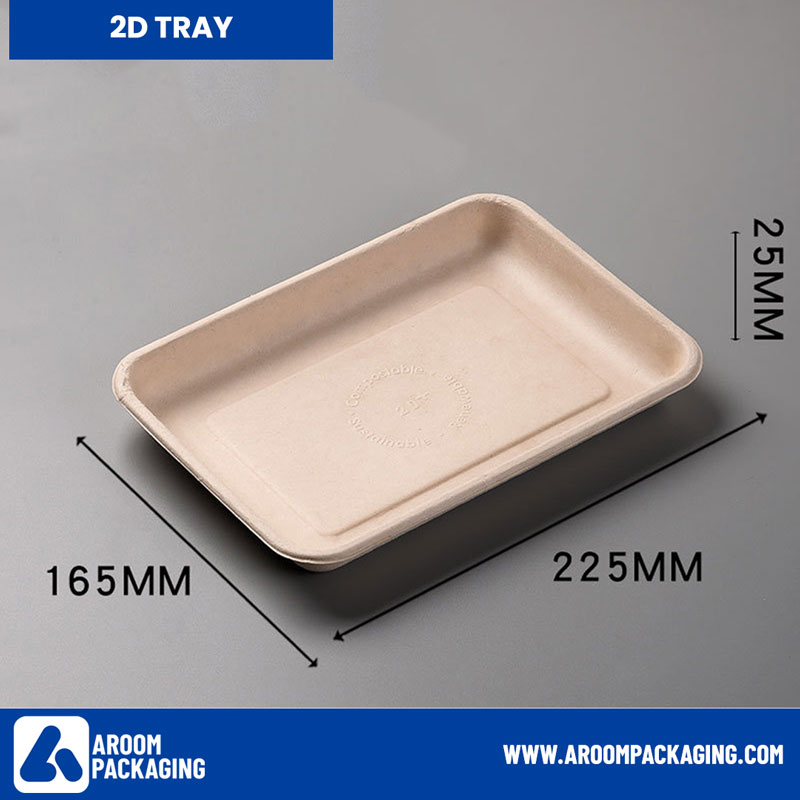 Takeaway 2D Compostable Rectangular Sugarcane Bagasse Tray