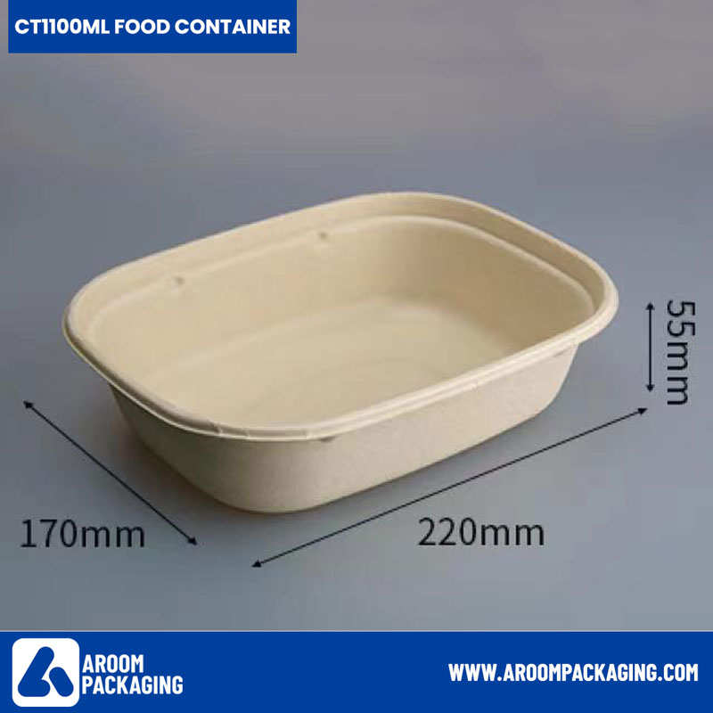 1100 ML Bagasse Rectangular Food Container