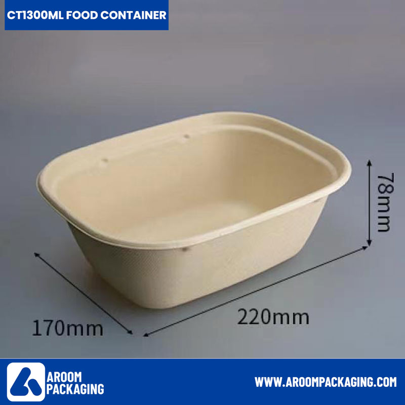 1300 ML Bagasse Rectangular Food Container