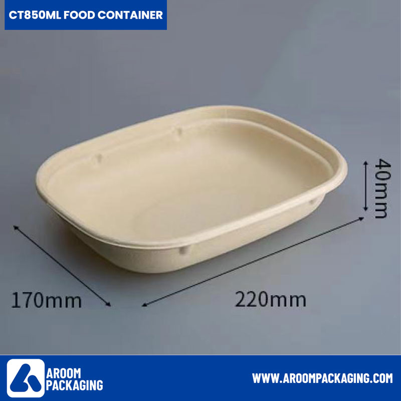 850 ML Bagasse Rectangular Food Container