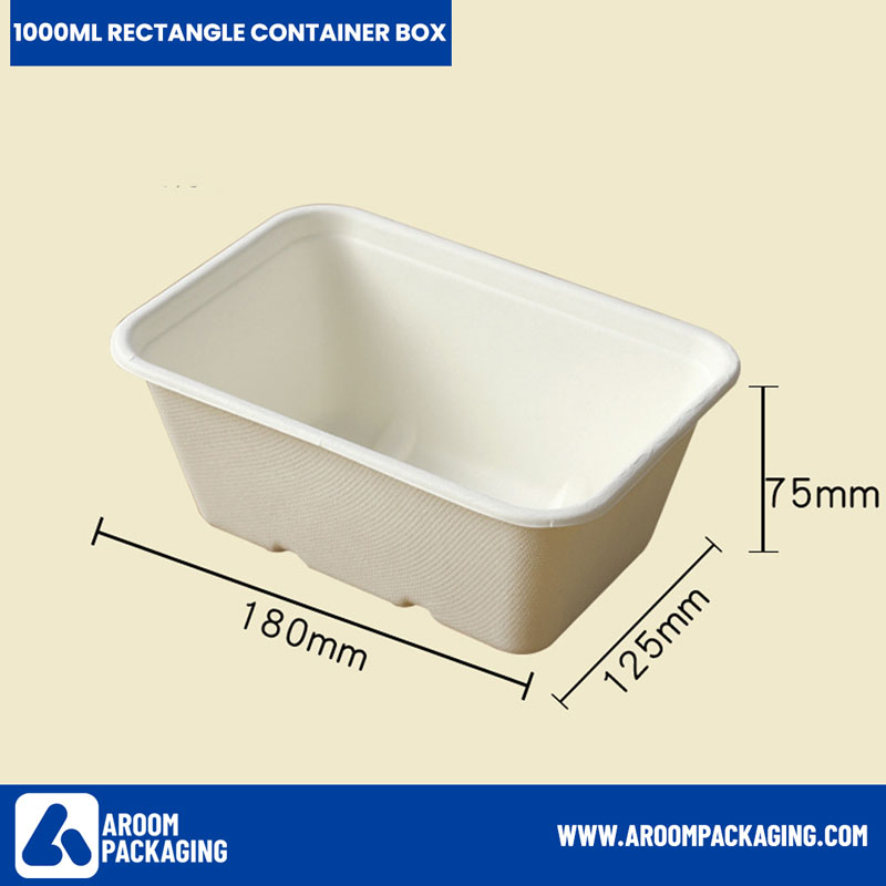 1000 ML Bagasse Rectangle Takeaway Food Box