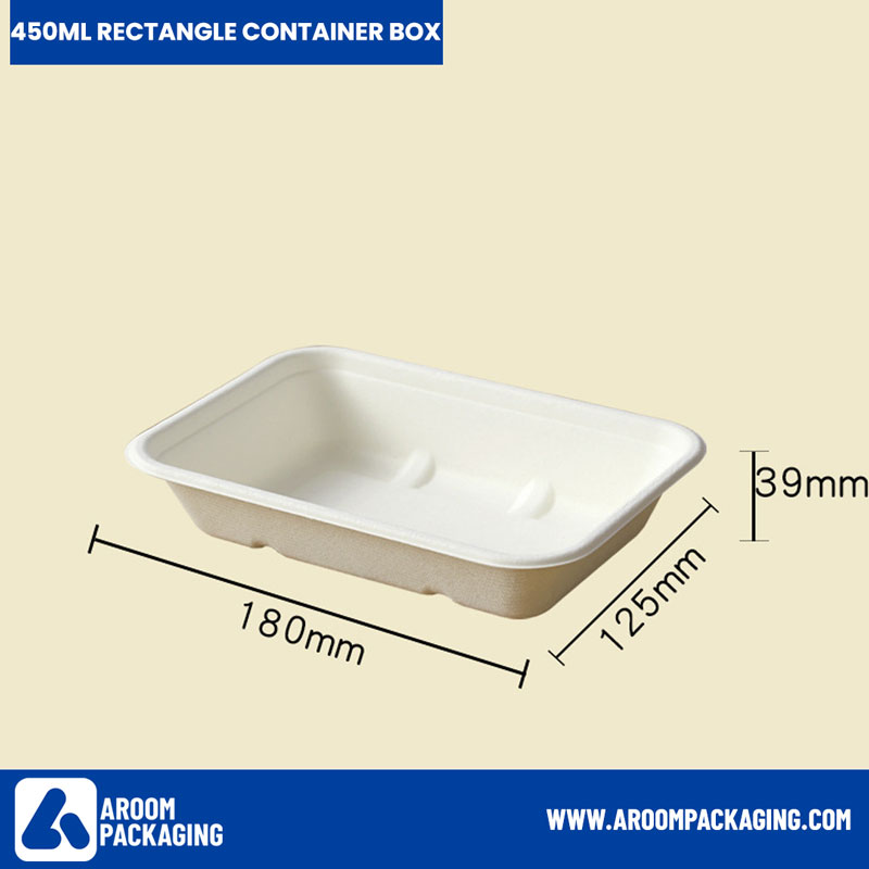 450 ML Bagasse Rectangle Takeaway Food Box