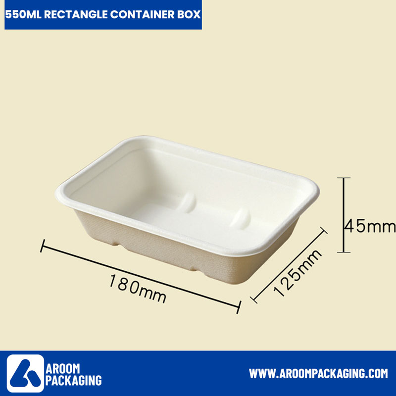 550 ML Bagasse Rectangle Takeaway Food Box