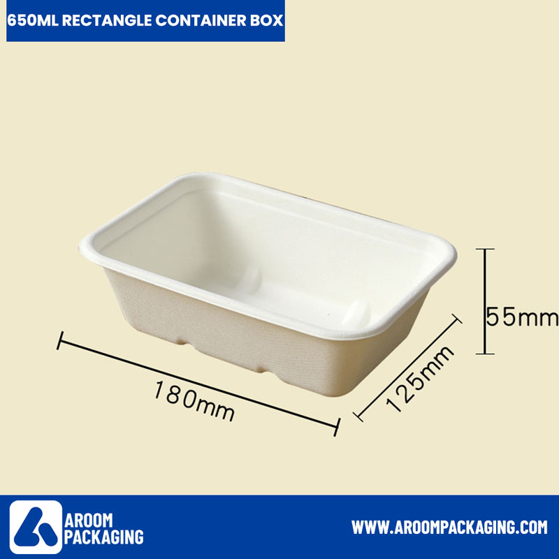 650 ML Bagasse Rectangle Takeaway Food Box