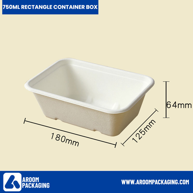 750 ML Bagasse Rectangle Takeaway Food Box