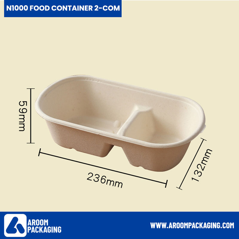 1000 ML Bagasse Food Container 2 Compartment