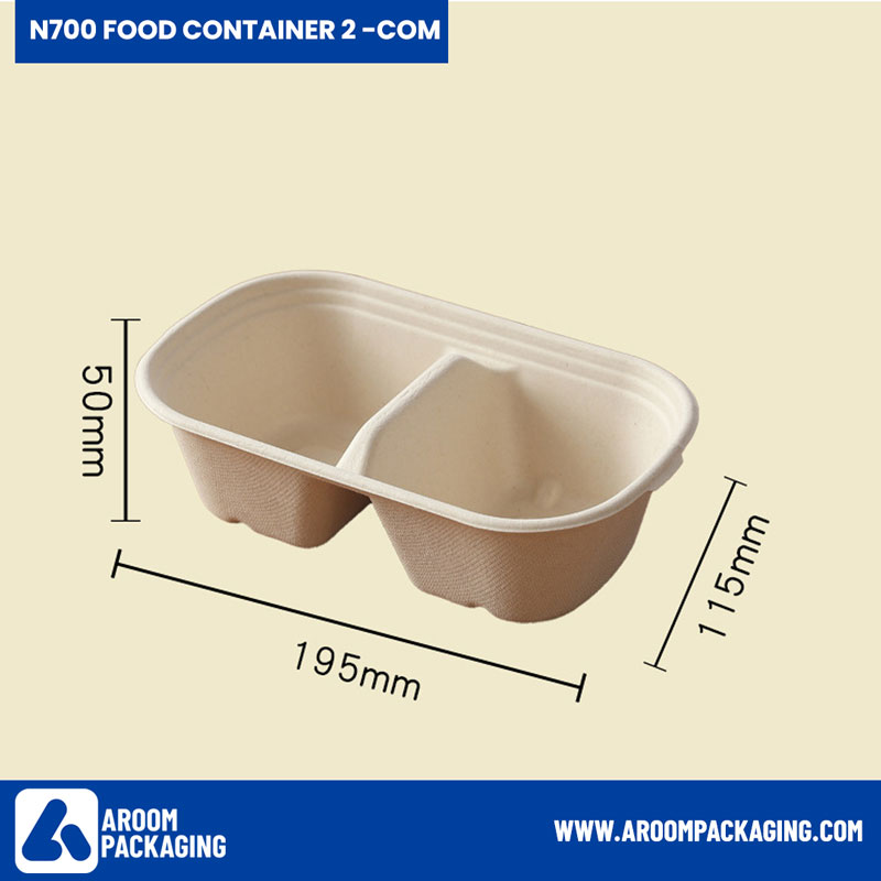 700 ML Bagasse Food Container 2 Compartment