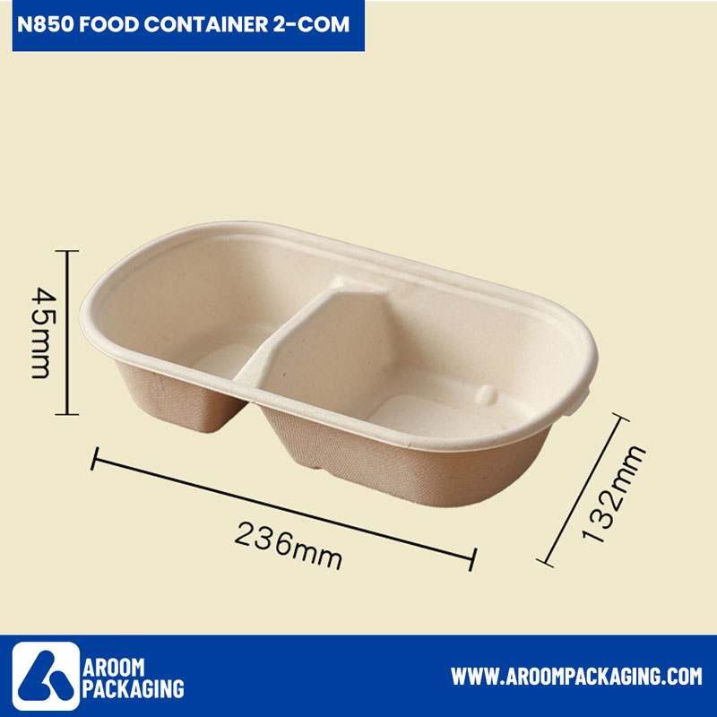 850 ML Bagasse Food Container 2 Compartment