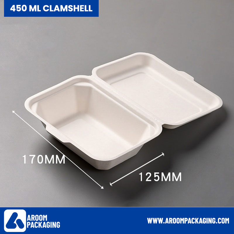 450 ML Bagasse Clamshell