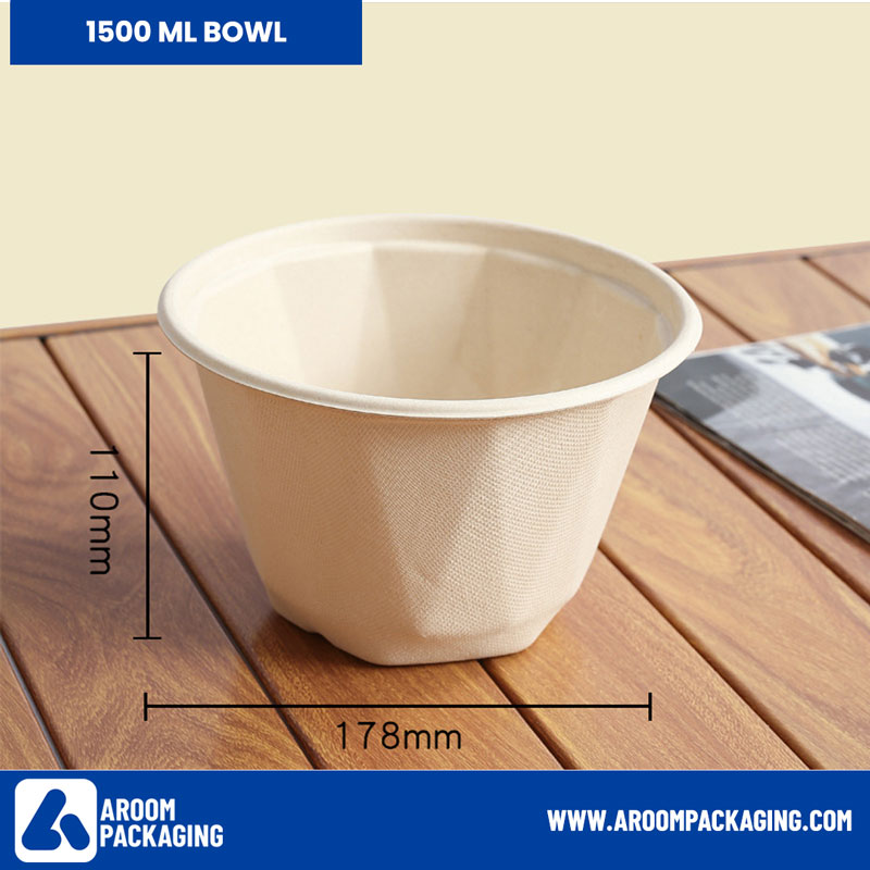 Bagasse Fiber Takeaway Diamond Bowl 1500 ML