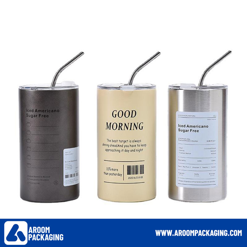 304 Stainless Steel Double-layer Vacuum Thermos Cup Ice American Coffee Mug with Straw