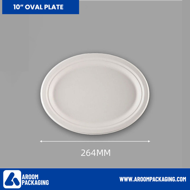 Sugarcane Bagasse 10 Inch Rectangular Oval Plate