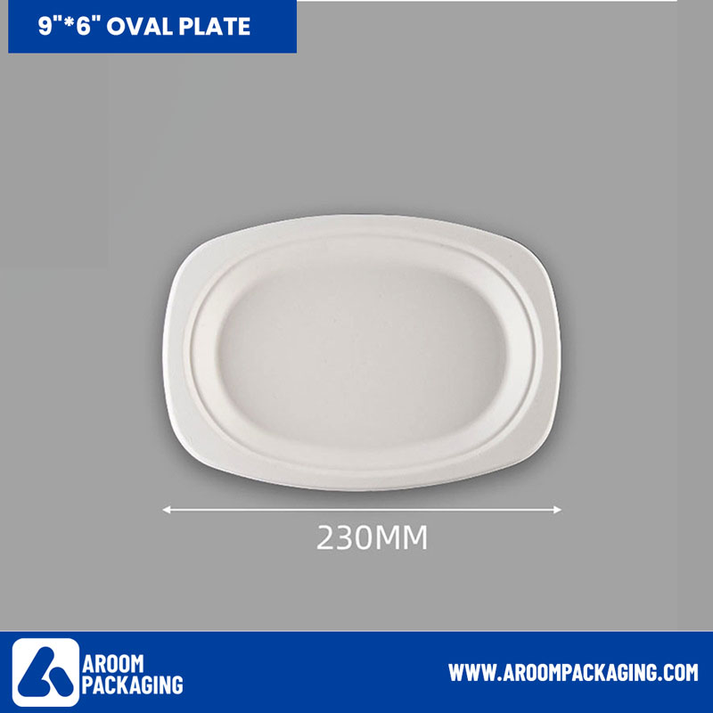 Sugarcane Bagasse 9″×6″ Rectangular Oval Plate