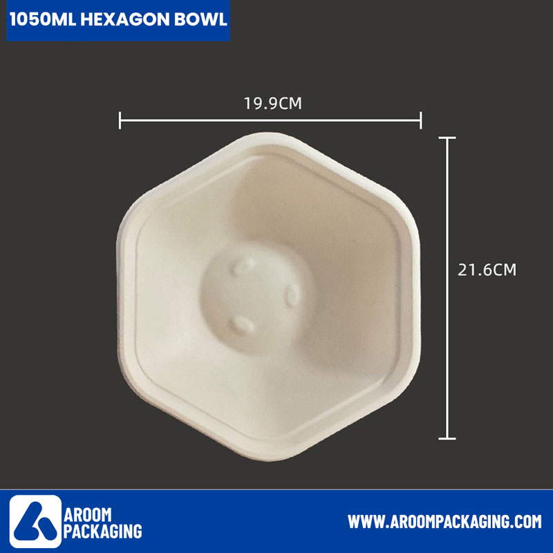 1050 ML Hexagonal Bagasse Pulp Salad Bowl