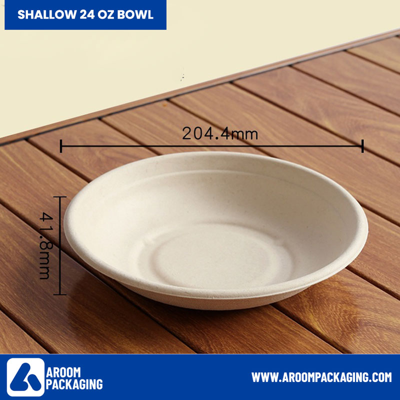 Bagasse Sugarcane Round Shallow Bowl 24 Oz