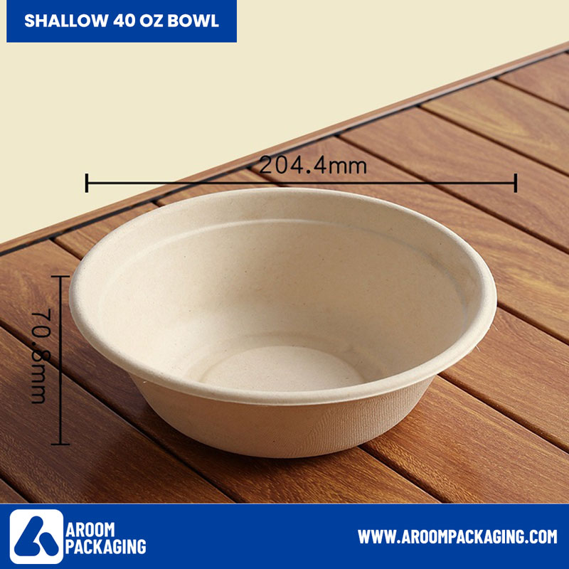 Bagasse Sugarcane Round Shallow Bowl 40 Oz
