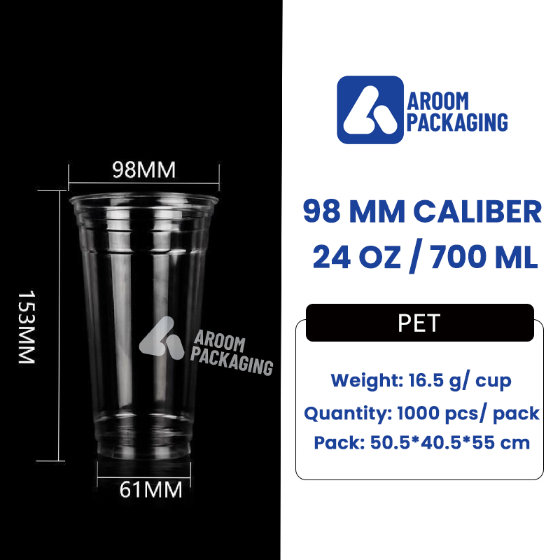 Custom Logo 24 Oz Clear PET Disposable Plastic Beverage Cups