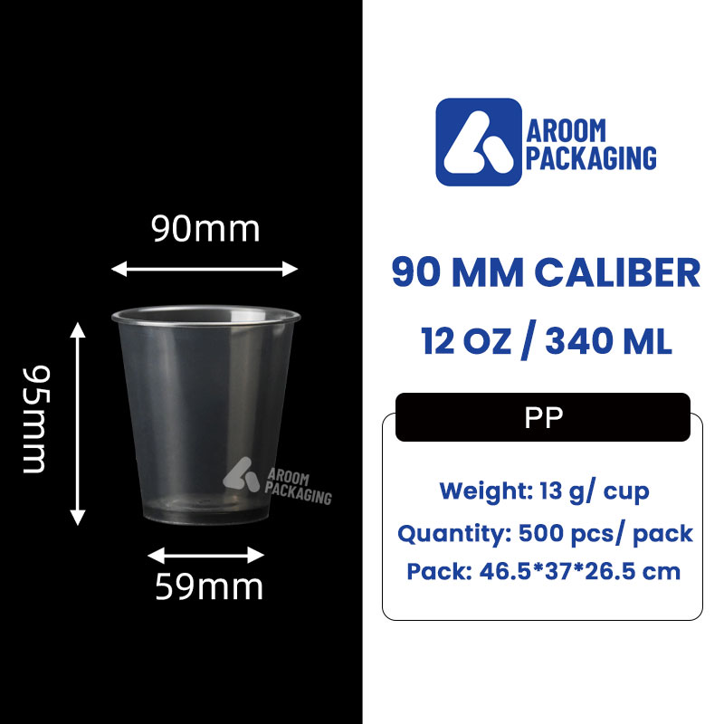 360 ML Clear PP Injection Semi Transparent Black Cup