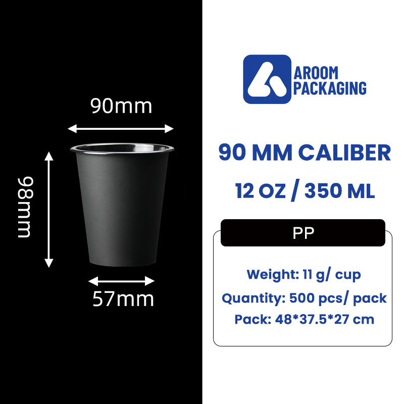 360 ML Black Injection PP Disposable Plastic Cup