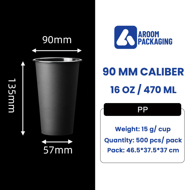 500 ML Black Injection PP Disposable Plastic Cup