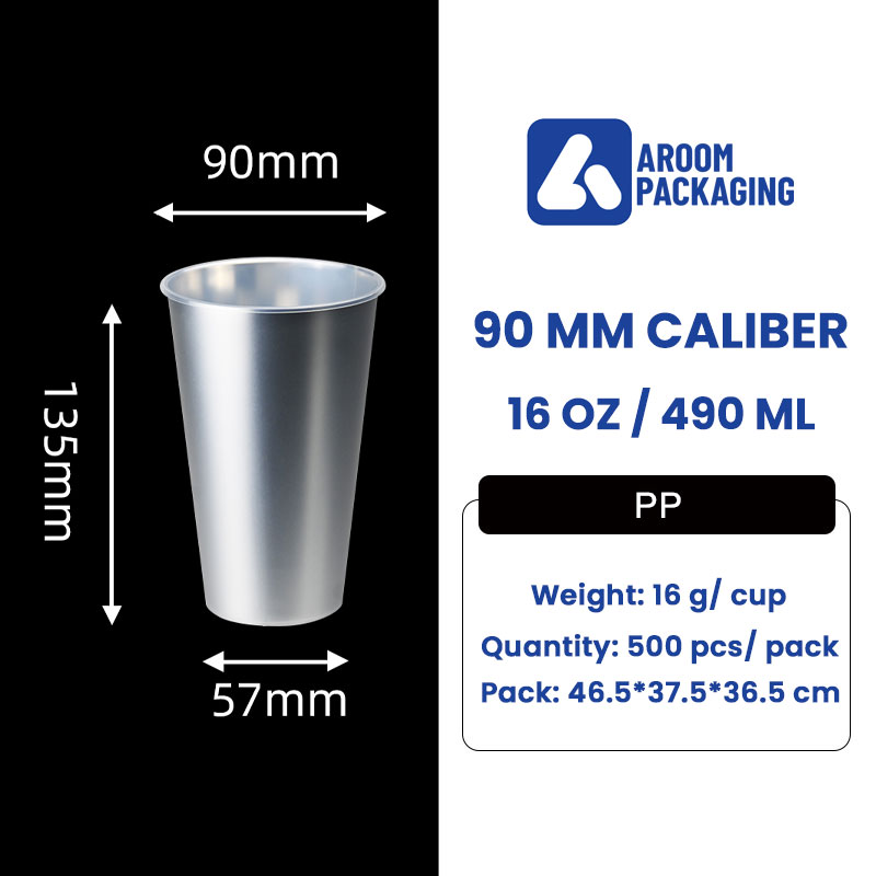 Matte Aluminum Film Plastic Cup 500 ML