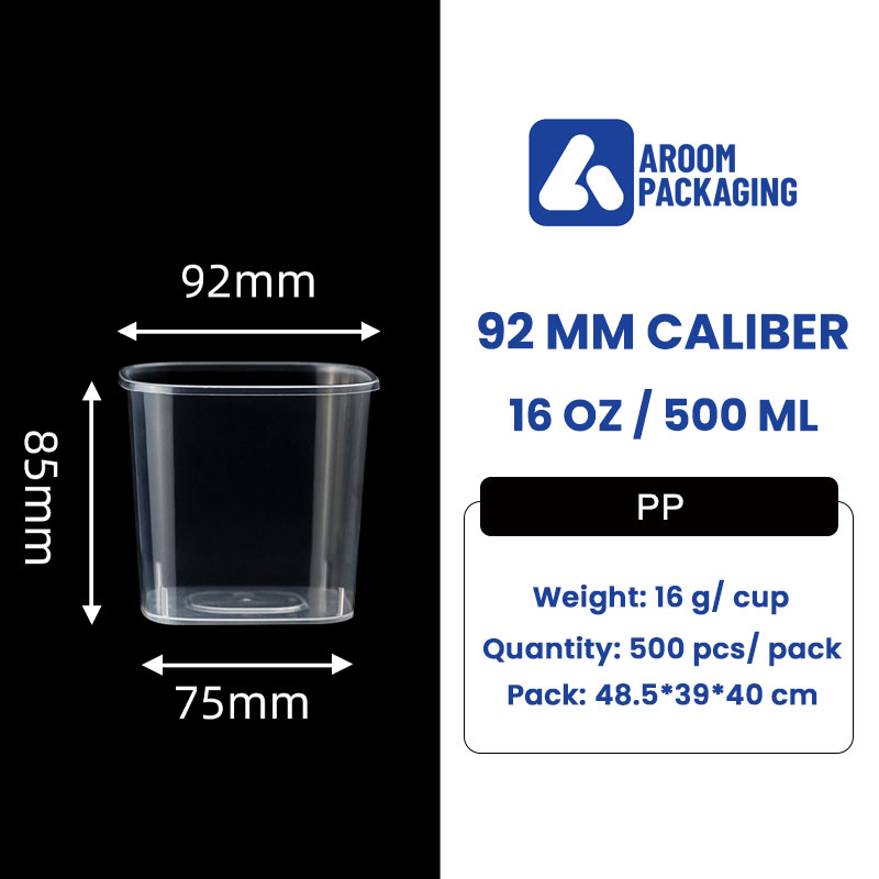 500 ML PP Injection Transparent Square Cup