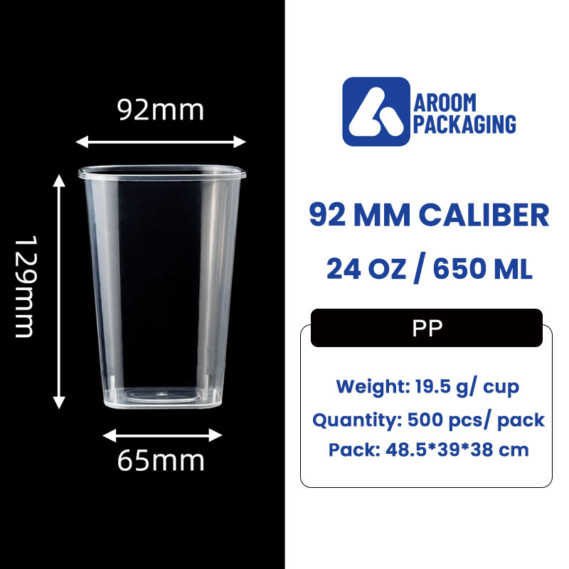 650 ML PP Injection Transparent Square Cup