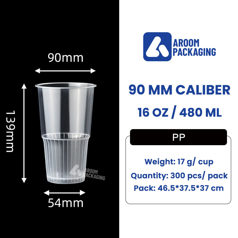480 ML Clear PP Injection Striped Torch Cup
