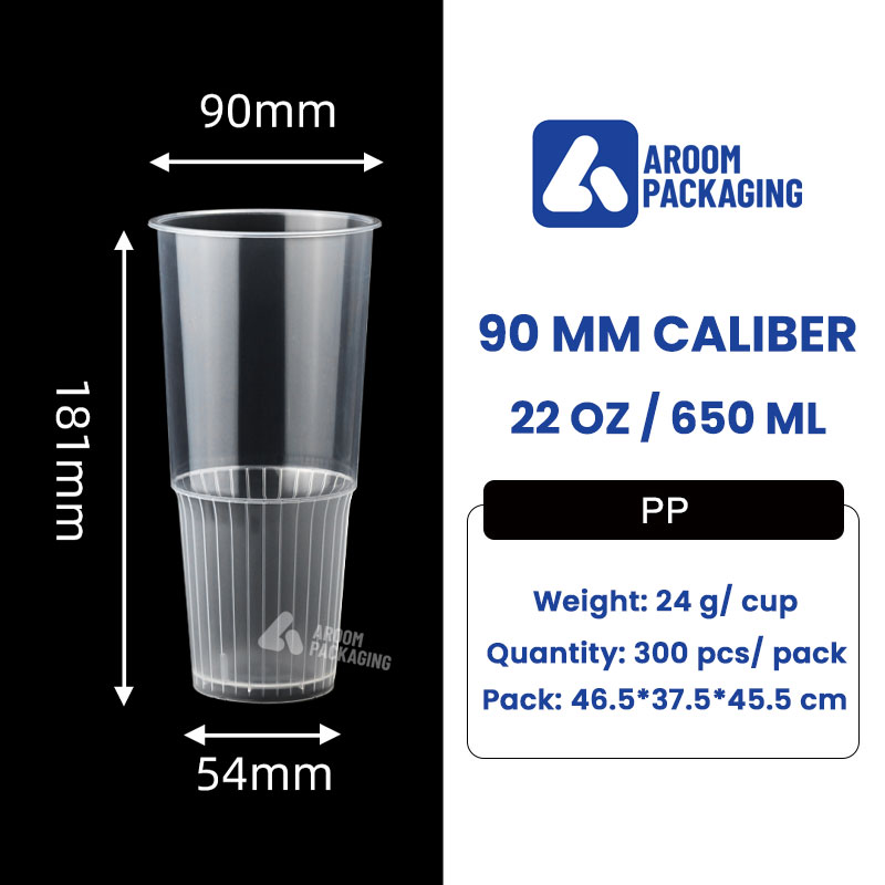 650 ML Clear PP Injection Striped Torch Cup