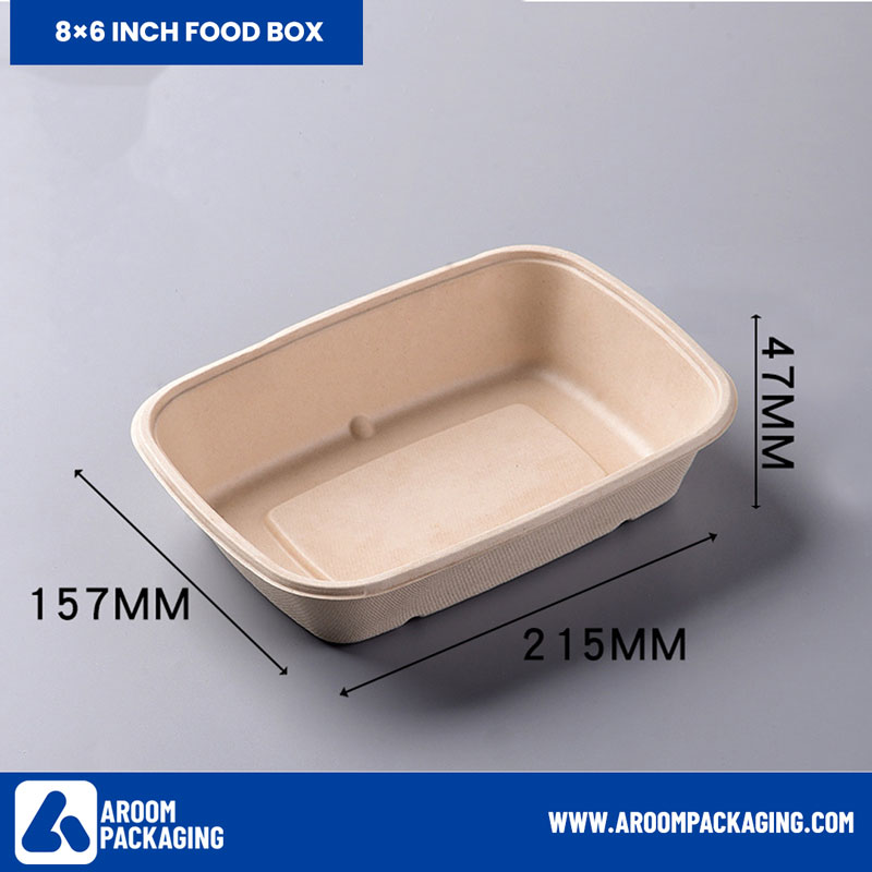 9×6 Inch Bagasse Rectangular Food Container