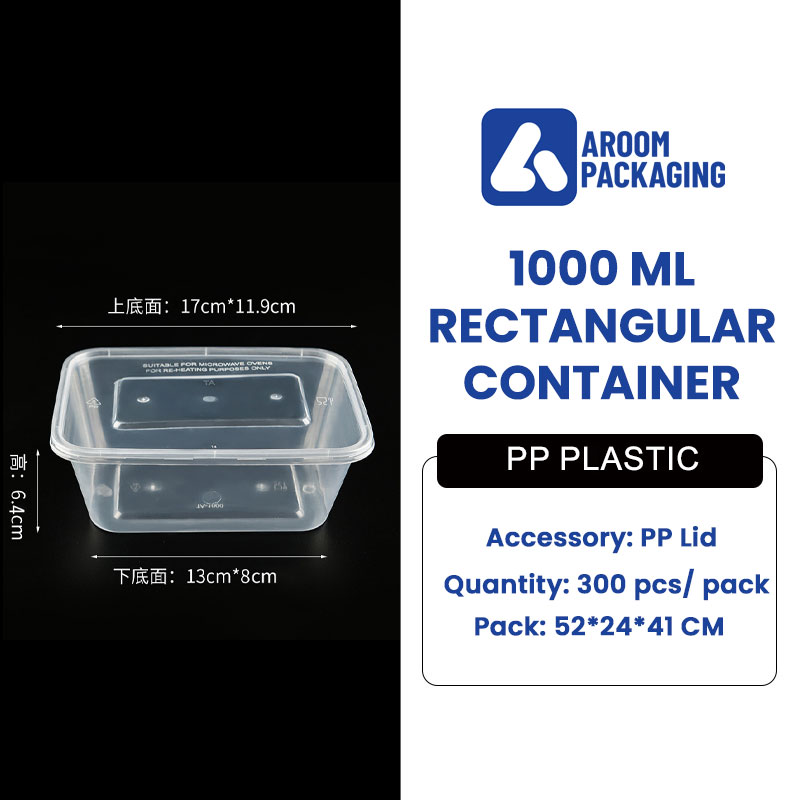 1000 ML Rectangular Plastic Takeaway Food Container