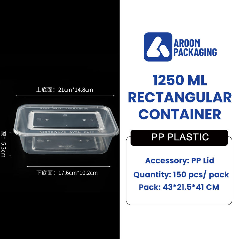 1250 ML Rectangular Plastic Takeaway Food Container