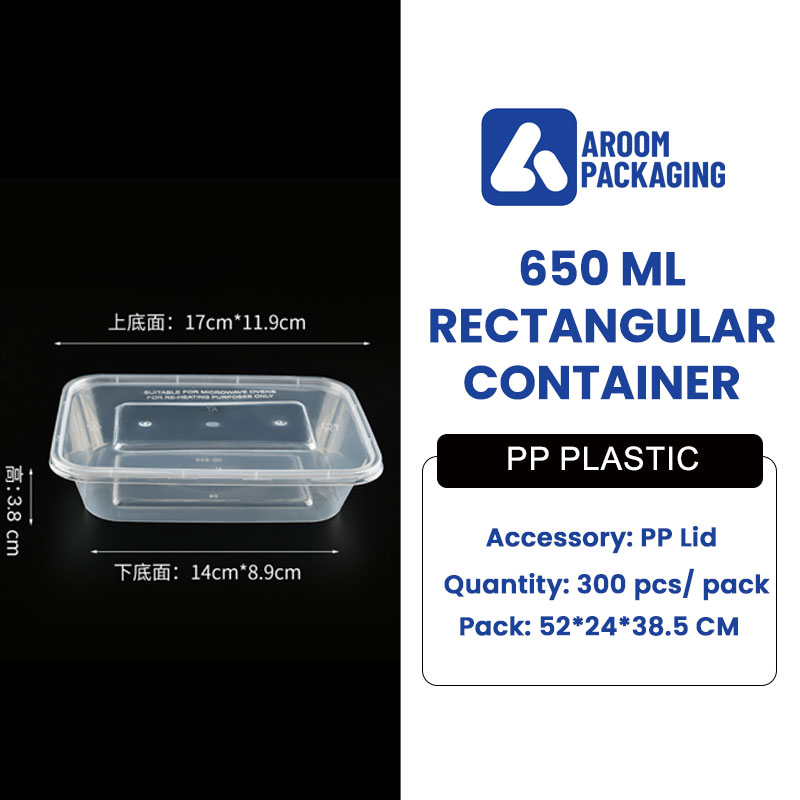 650 ML Rectangular Plastic Takeaway Food Container