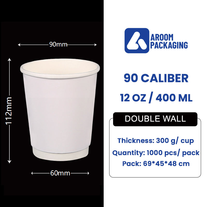 12 OZ White Double Wall Paper Cup