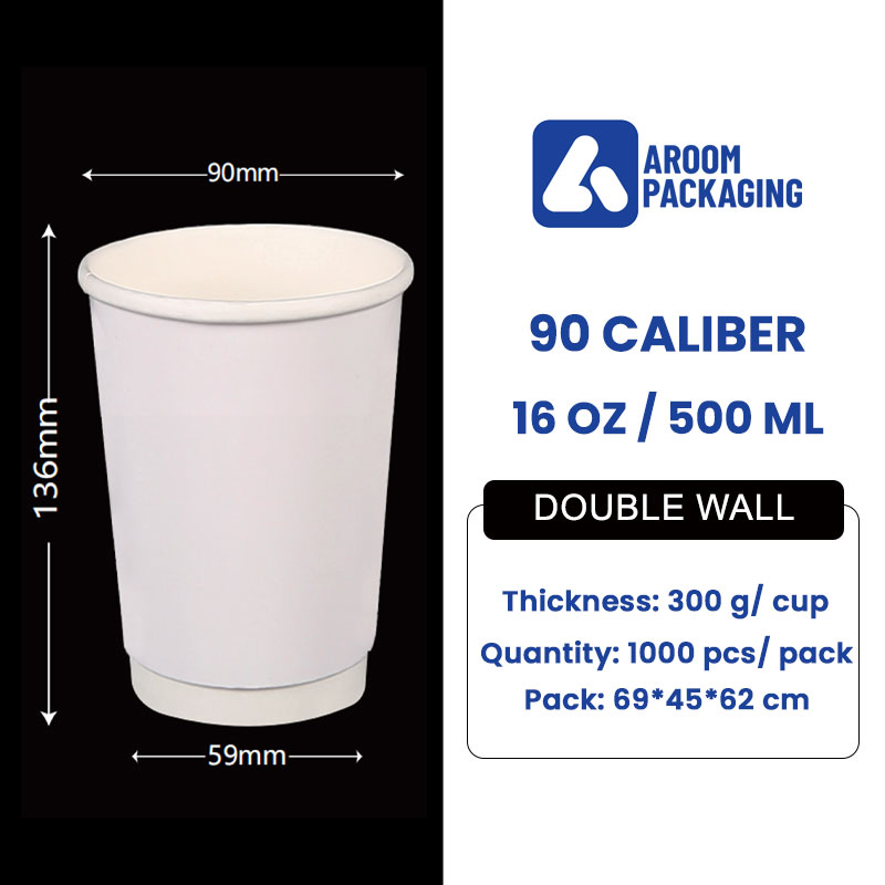 16 OZ White Double Wall Paper Cup
