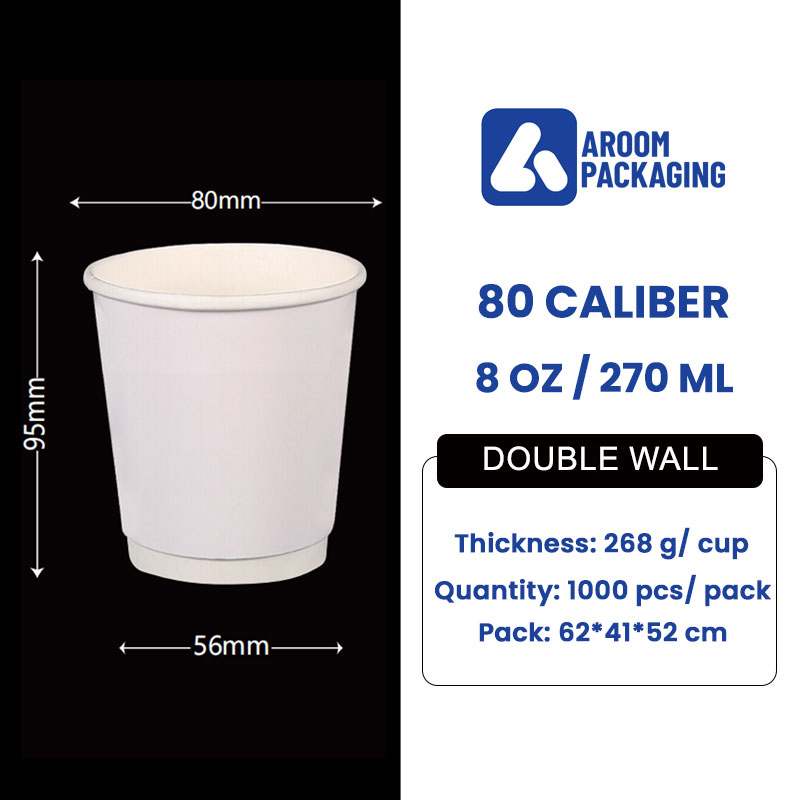 8 OZ White Double Wall Paper Cup