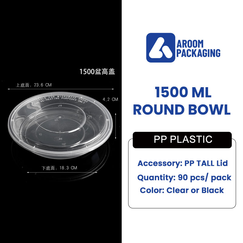 1500 ML Round Plastic Takeaway Food Container