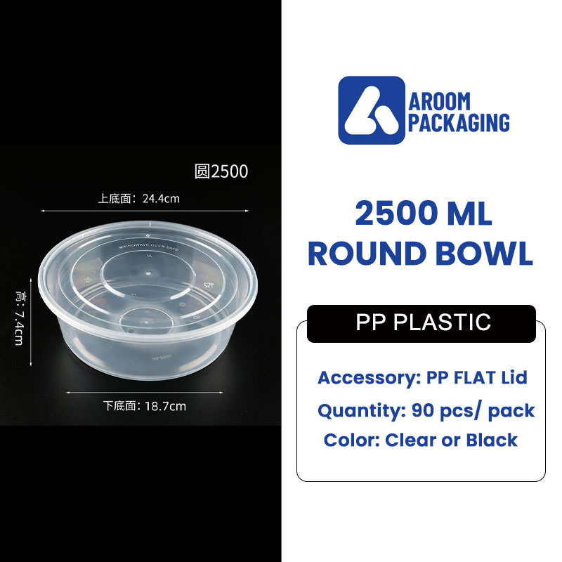2500 ML Round Plastic Takeaway Food Container
