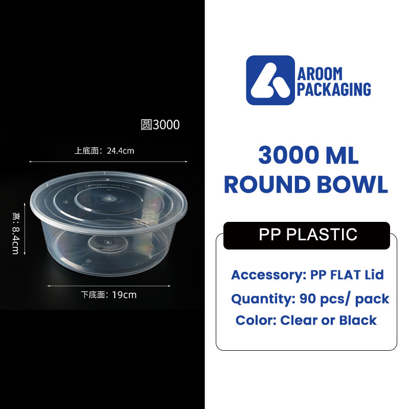 3000 ML Round Plastic Takeaway Food Container