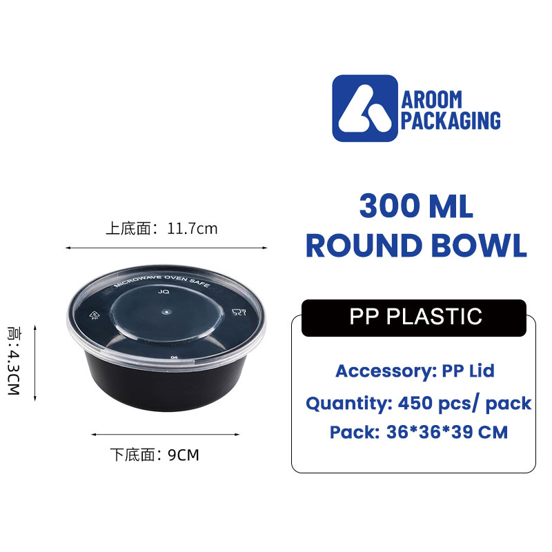 300 ML PP Plastic Round Container Takeaway Food Packaging