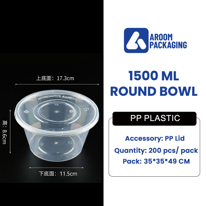 1500 ML Takeaway Plastic Food Container Bowl